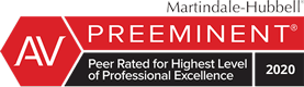 Martindale-Hubbell AV PReeminent Peer Rated for Highest Level of Professional Excellence 2020